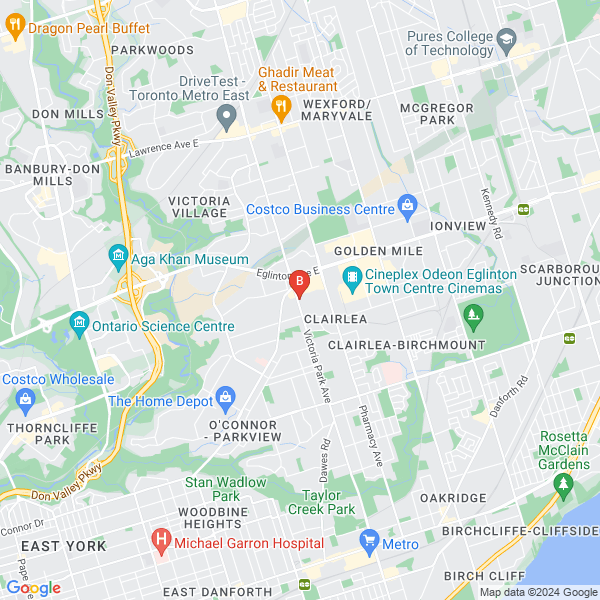 Ontario Conservatory of Music location map: 1431 Victoria Park Avenue, Scarborough, Ontario